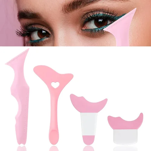 Vista 9 de 4 plantillas de silicona reutilizables para delineadores de ojos, protector de máscara de pestañas, herramienta de ayuda para aplicadores de sombra