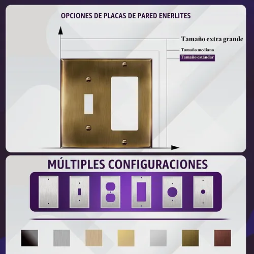 Vista 6 de ENERLITES - Placa de pared combinada para interruptor de palanca y enchufe decorativo, cubierta de acero inoxidable 201, resistente a la corrosión