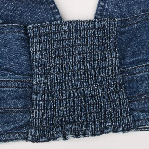 Vista 6 de Camiseta corta sin mangas con botones en la parte delantera y cuello en V profundo para mujer, corsé sin espalda