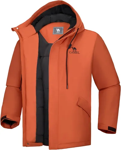 Vista 7 de CAMELSPORTS Parka aislante para hombre, chaqueta acolchada con capucha para esquiar, senderismo y aventuras al aire libre, resistente al agua y al