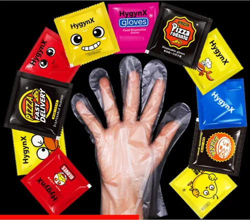 Vista 8 de HYGYNX Disposable Table Top Poly Gloves, Individually Wrapped Gloves Food Handling Gloves, Dining Gloves