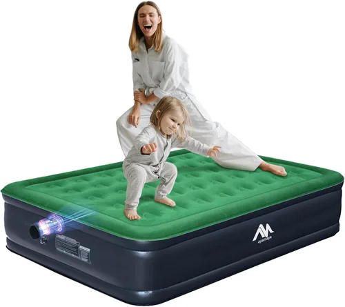Vista 8 de AYAMAYA Colchón de aire Queen para acampar con bomba recargable y desmontable integrada, cama inflable inflable de 10 pulgadas de altura