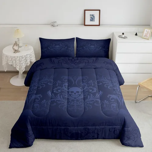 Vista 23 de Erosebridal Juego de ropa de cama damascada gótica para adultos, juego de edredón victoriano antiguo, edredón floral vintage gótico con diseño