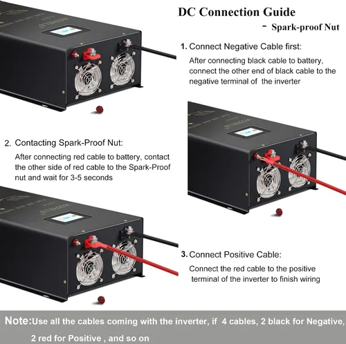 Vista 8 de Inversor de onda sinusoidal pura de 5000W 24V, 24 voltios DC a CA 120V 240V inversor de potencia de fase dividida, 2 terminales de cable de CA
