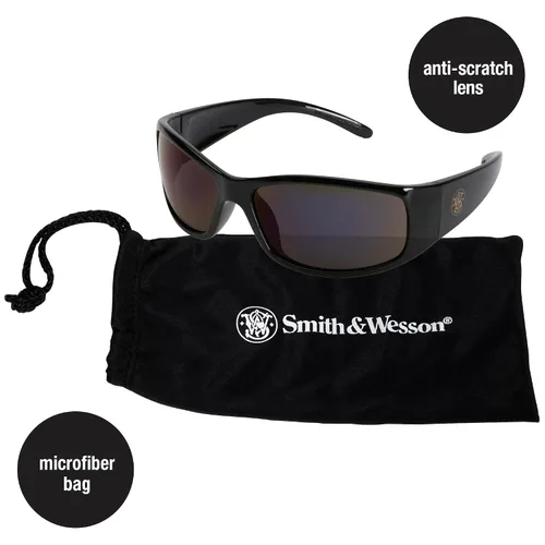 Vista 5 de Smith y Wesson anteojos de seguridad (21303), Elite Seguridad anteojos De Sol, con marco negro, lentes incoloras antiempañantes 12 pares de humo/Case
