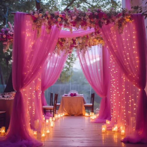 Vista 17 de Cortina de telón de fondo de tul negro de 10 x 10 pies con cadena de luces para fiestas, cortinas de fondo de fotos transparentes para bodas