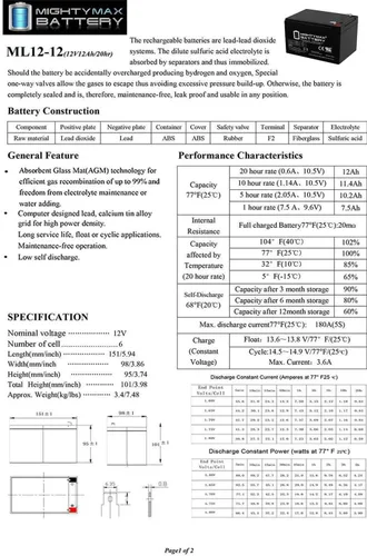 Vista 6 de Mighty Max Battery ML12-12 - Batería de 12 V 12 AH F2 que reemplaza al grupo de alimentación universal 85957 UB12120FR - Paquete de 3