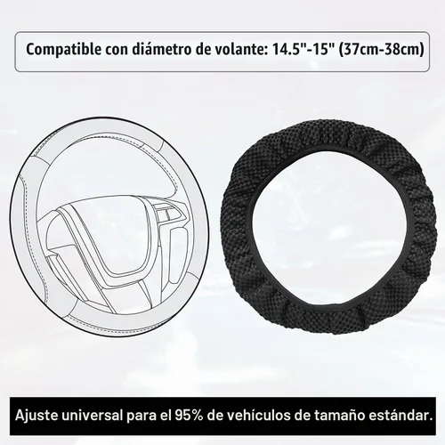 Vista 3 de X AUTOHAUX Funda universal elástica extensible para volante, antideslizante, transpirable, microfibra de seda de hielo, protector de volante