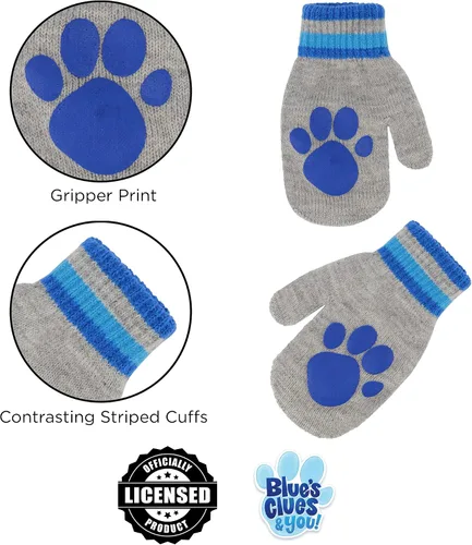 Vista 5 de Nickelodeon boys Winter Hat and Mitten Set, Blue's Clues Toddler Beanie for Kids Ages 2-4