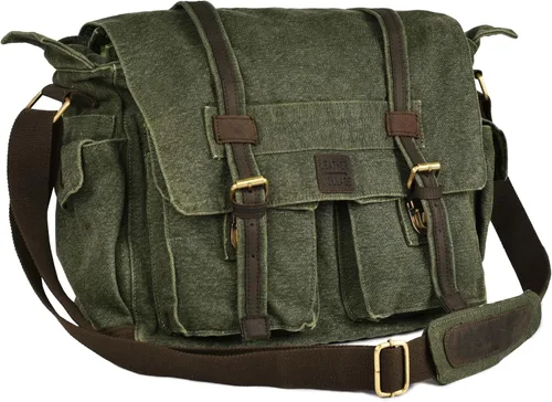 Vista 13 de Bolsa bandolera de hombro de lona LEATHER VILLAGE para hombres y mujeres – Elegante bandolera estilo mochila para oficina, viajes y uso diario