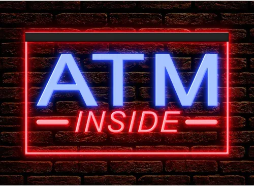 Vista 8 de 120049 ATM Inside 24 Hour Deposit Check Banking Display LED Light Letrero de neón (12 x 8 pulgadas, 16 colores por control remoto)