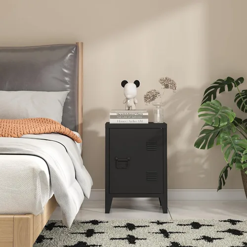 Vista 6 de MIOCASA Armario de metal con puerta, mesita de noche de metal para dormitorio, oficina, habitación de los niños (22.44 pulgadas de alto)