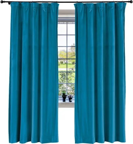 Vista 79 de cololeaf Panel de cortinas opacas de terciopelo con forro para cine en casa, cortina de ganchos planos para barra transversal o pista, 100 pulgadas