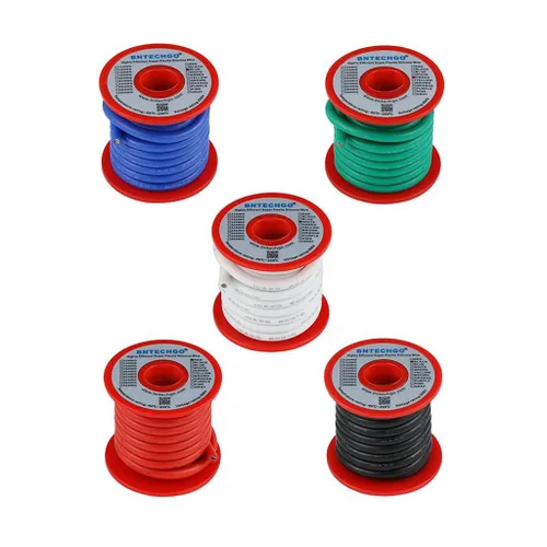 Vista 11 de BNTECHGO Cable de silicona paralelo flexible de calibre 10, 2 conductores, rojo y negro, alta resistencia, 200 grados C 600 V para cable