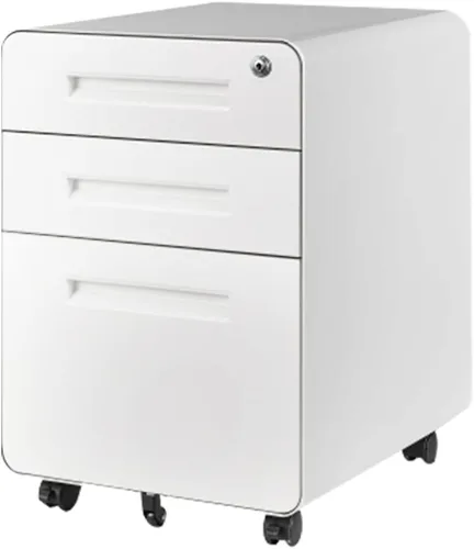 Vista 7 de SANODESK Archivador móvil de 3 cajones para archivadores de oficina en casa para almacenamiento debajo del escritorio, diseño de esquina redonda