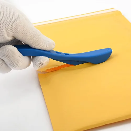 Vista 5 de EHDIS Cortador de papel de regalo, 2 paquetes de cortador de papel de regalo de Navidad, cortador de rollo de papel deslizante para vacaciones, Azul