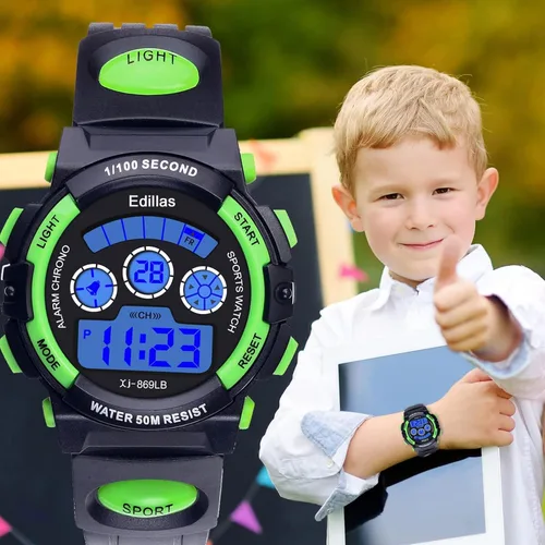 Vista 6 de Edillas Relojes digitales para niños, 7 colores, luces LED, 164.0 ft, impermeables, para niños, estudiantes, adolescentes, deportes al aire libre