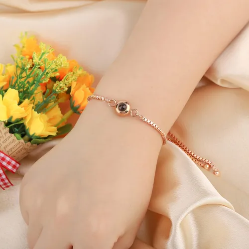 Vista 5 de Godchoices Pulsera de fotos personalizada, pulsera de proyección de fotos, pulseras circulares con imagen