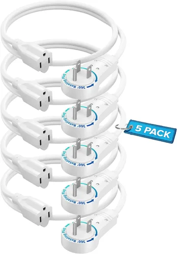 Vista 21 de Maximm Cable de extensión de enchufe plano giratorio de 360°, cable de extensión de 3 clavijas, cable de alimentación de 16 Awg, color negro
