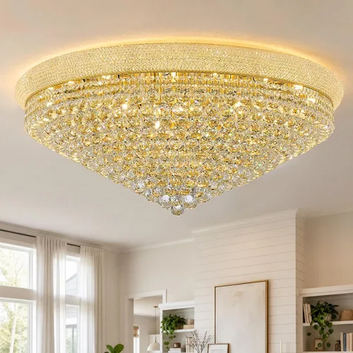 Vista 17 de Lámpara de Araña de Cristal de 3 Luces Empotrada en el Techo para Sala de Estar, Comedor, Dormitorio, Vestíbulo, Entrada, Pasillo, Armario, Baño