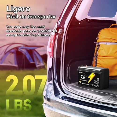 Vista 5 de GOLDENMATE - Batería LiFePO4 de litio de 12 V, 7 Ah, impermeable IP67, ligera