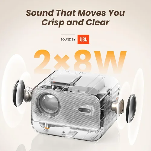 Vista 2 de [Sonido de JBL y alto brillo] Proyector Yaber con WiFi y Bluetooth, enfoque automático/corrección Keystone, proyector de película de sonido 3D