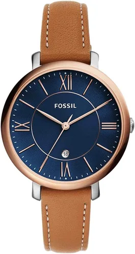 Vista 6 de Fossil Women's Jacqueline Leather Watch Cuero azul/oro rosa