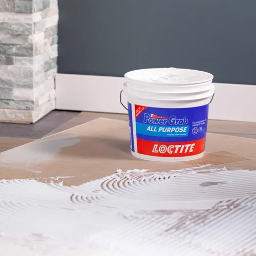 Vista 6 de Loctite Power Grab Express - Adhesivo de construcción multiusos, blanco, cubo de 1 galón, 1 paquete, pegamento de construcción versátil