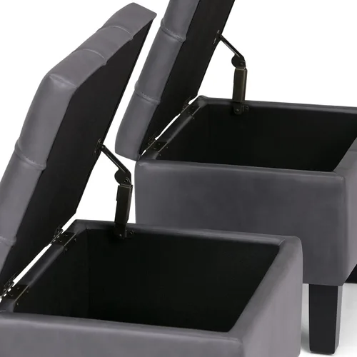 Vista 7 de SIMPLIHOME Gabbie - Otomana de almacenamiento de piel vegana de 36 pulgadas de ancho, color marrón