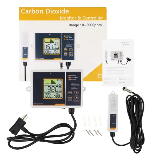 Vista 9 de Controlador de CO2 Controlador de dióxido de carbono con función automática de día y noche y relé Monitor de CO2 Sensor de CO2 NDIR
