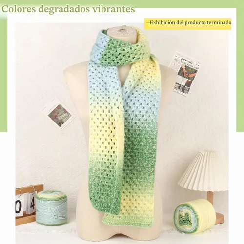 Vista 2 de Katech Paquete de 4 hilos degradados para ganchillo y tejer, hilo de pastel