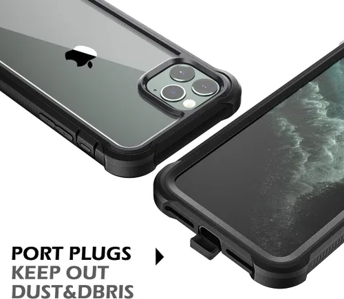 Vista 7 de Dexnor Funda para iPhone 11 Pro con protector de pantalla, transparente, resistente, de cuerpo completo, a prueba de golpes, parte trasera dura
