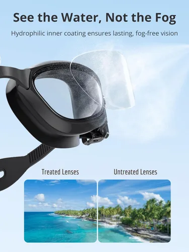 Vista 4 de Gafas de natación, sin fugas, gafas de natación para adultos con lentes resistentes a la niebla, bloqueo UV para hombres, mujeres y jóvenes