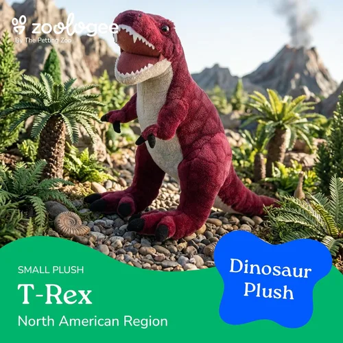 Vista 5 de The Petting Zoo Peluche de dinosaurio T-Rex, regalo para niños, animales de dinosaurio, juguete de peluche de dinosaurio T-Rex rojo de 15 pulgadas