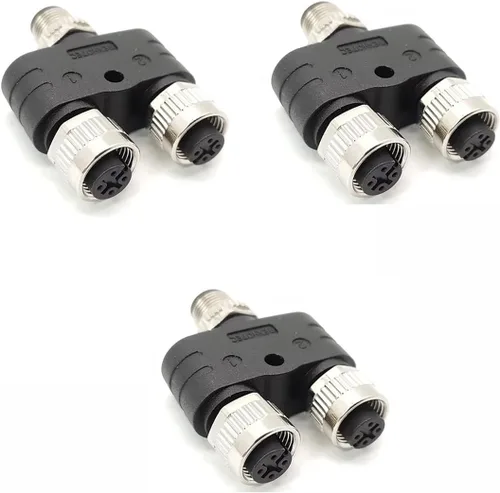 Vista 2 de Elecbee M12 Y Conector 4 Pin Macho a Hembra A Código Unshiled Adaptador Impermeable Hembra a Macho 4 Pin M12 Conector Impermeable (1)