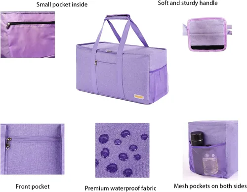Vista 4 de Bolsa grande utilitaria, bolsa impermeable para playa y picnic, almacenamiento plegable y reutilizable