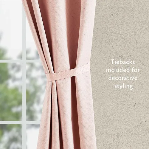 Vista 5 de Jessica Simpson Faye - Cortinas opacas rosas para dormitorio, 2 paneles de cortinas texturizadas con aislamiento térmico, cortinas de 38 x 96