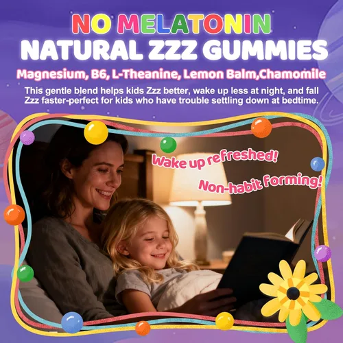 Vista 5 de Gomitas de glicinato de magnesio para niños de más de 4 años: extra fuerte, sin melatonina, bisglicinato de magnesio, 100 mg 200 mg Suplemento