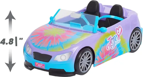 Vista 3 de JoJo Siwa California Cruiser, coche de muñeca, teñido anudado arcoíris, se adapta a dos muñecas de moda