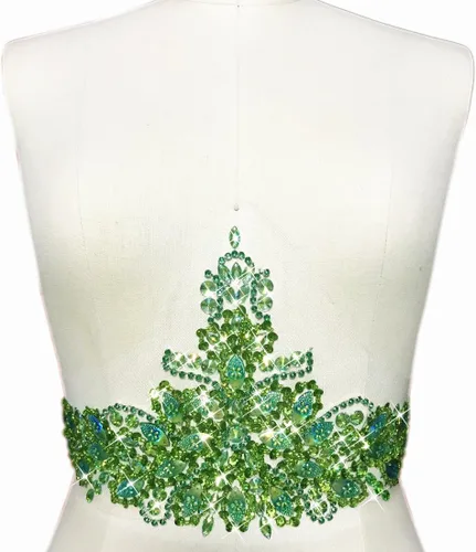Vista 12 de Exquisitos parches de cristal brillantes hechos a mano de color AB para coser con piedras y lentejuelas para vestidos de novia, accesorios manuales
