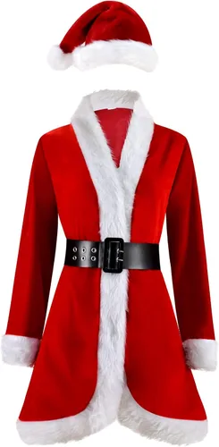 Vista 7 de Chaqueta de Santa para mujer, vestido con cinturón y sombrero