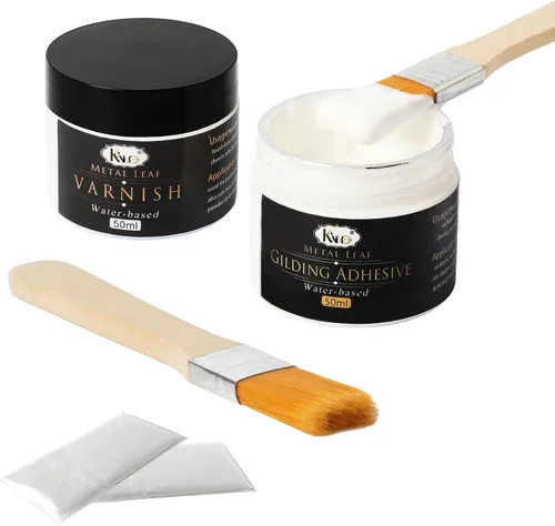 Vista 11 de Adhesivo dorado, resina epoxi de 3.4 fl oz, adhesivo de hoja de oro para uso profesional de manualidades, pintura de hojas de oro a base de agua