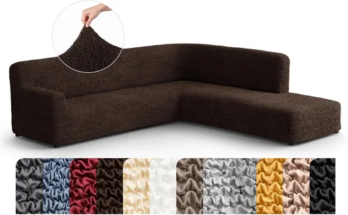 Vista 29 de PAULATO BY GA.I.CO. Funda de sofá modular, funda para sofá chaise longue en forma de L, fundas lavables para sofá esquinero, funda elástica de Gris