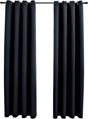 Vista 2 de Cortinas opacas con anillos, 2 piezas, cortinas de oscurecimiento de habitación, cortinas de ventana, cortinas aisladas, cortinas de bloqueo de luz