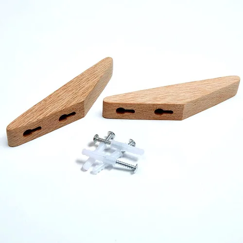 Vista 6 de Paquete de 6 ganchos de pared de madera, ganchos de roble para abrigos, diseño minimalista, resistente para bata, colgador de ropa de madera