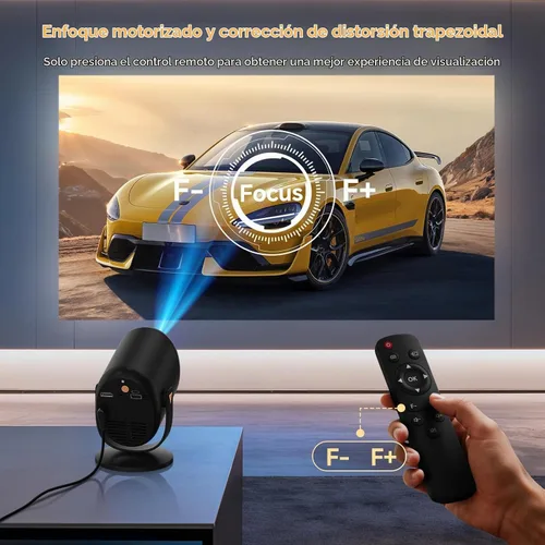Vista 4 de Mini Proyector con WiFi y Bluetooth, Proyector Portátil Nativo 1080P Compatible con 4K con Soporte Ajustable de 180°, Pantalla Máxima de 180