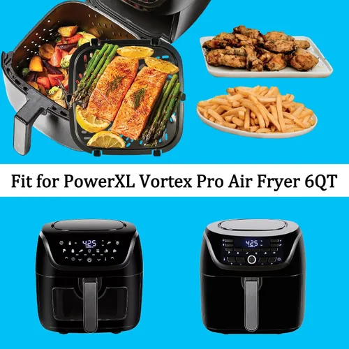 Vista 2 de Placa de parrilla de freidora de aire de 6 cuartos para freidora de aire PowerXL Vortex Pro, revestimiento antiadherente de doble capa de alta
