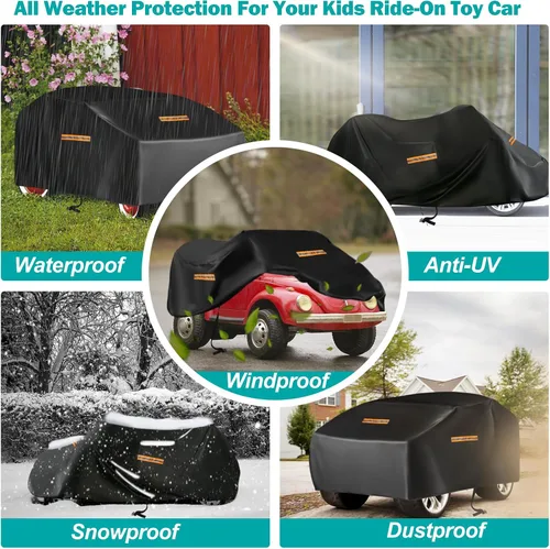 Vista 4 de Cubierta para coche de montar para niños, gran cubierta impermeable para ruedas de poder, cubierta universal para juguetes de coche de 210D