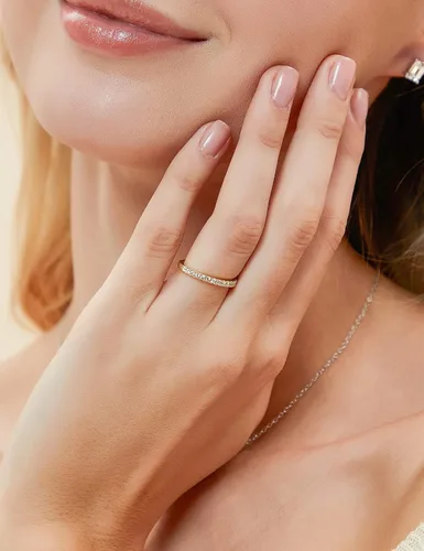 Vista 4 de EAMTI - Anillo de matrimonio de plata de ley 925 de 564pulgadas, con circonitas cúbicas, apilable, anillo de compromiso, tallas de la 3 a la 13.