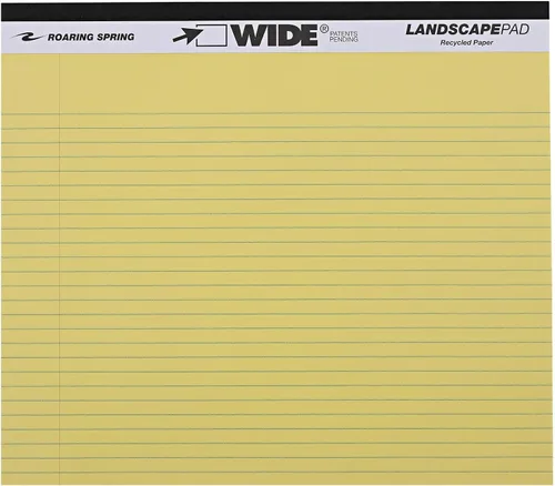 Vista 16 de ROARING SPRING Wide Landscape Legal Pad, amarillo canario, 2 blocs, 11 x 9.5 pulgadas, a rayas universitarias con margen, papel reciclado de 20